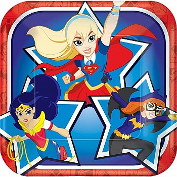 DC Super Hero Girls - 18cm Square Dessert Paper Party Plates (8pk)