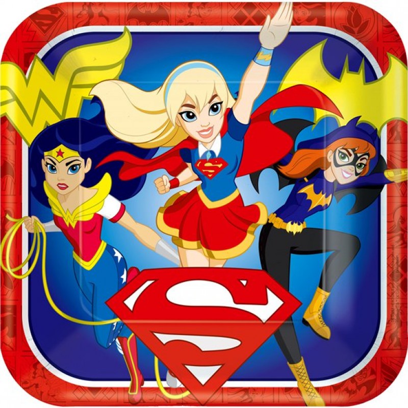 DC Super Hero Girls - 23cm Square Paper Party Plates (8pk)