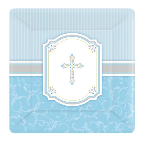Blessing Blue Square Paper Plates 25.4cm (8pk) Blessing Blue Square Paper Plates 25.4cm (8pk)