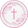 Pink Holy Cross Paper Plates - 22cm (8pk)