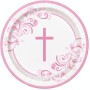 Pink Holy Cross Paper Plates - 22cm (8pk)