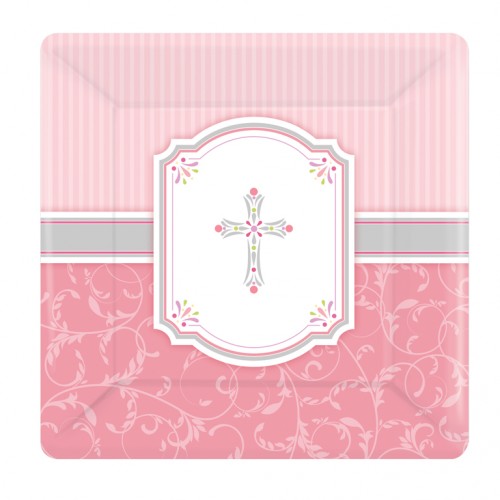 Blessing Pink Square Paper Plates 25.4cm (8pk) Blessing Pink Square Paper Plates 25.4cm (8pk)