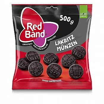 Red Band Liquorice Coins Family Bag 500g