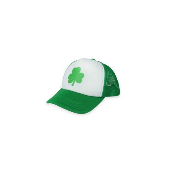 Irish White and Green Baseball Cap with Shamrock