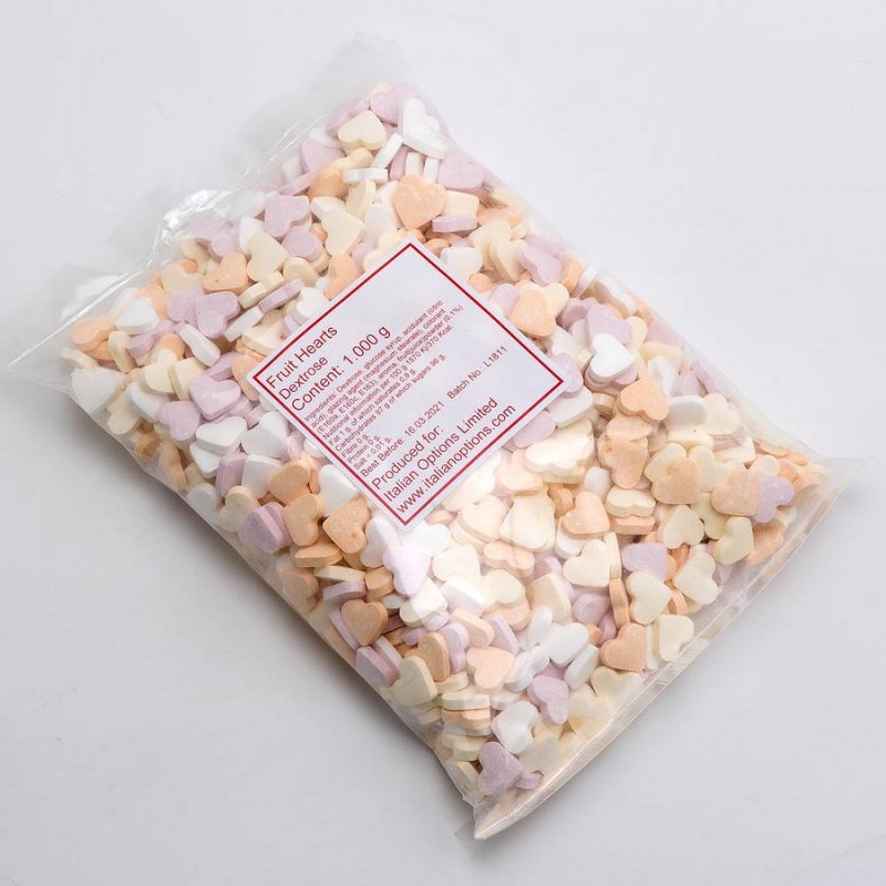 Fruit Hearts - 17X15mm -Dextrose - 1KG Bag Fruit Hearts - 17X15mm -Dextrose - 1KG Bag