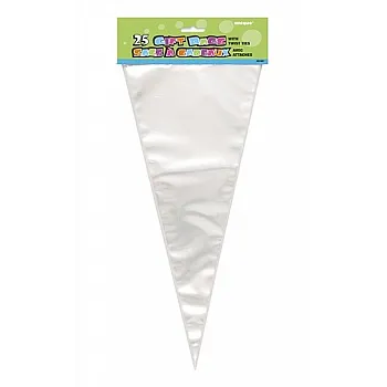 Large Clear Cone Cello Bags with Twist Ties 25CT