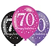 Age 70 Pink Sparkling Celebration Balloons (6pk)
