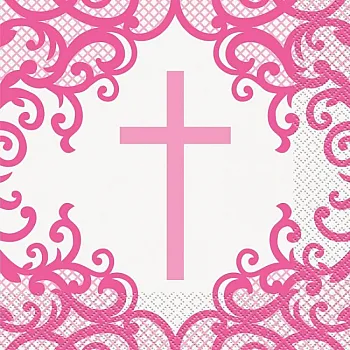 Pink Cross Luncheon Napkins 16ct   