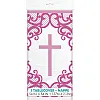 Pink Cross Plastic Tablecover 1.37m X 2.13m
